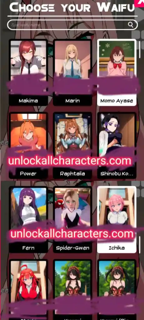 OH My Waifu Mod APK All Characters Unlocked